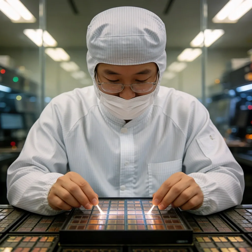 Línea de producción de semiconductores en Corea del Sur