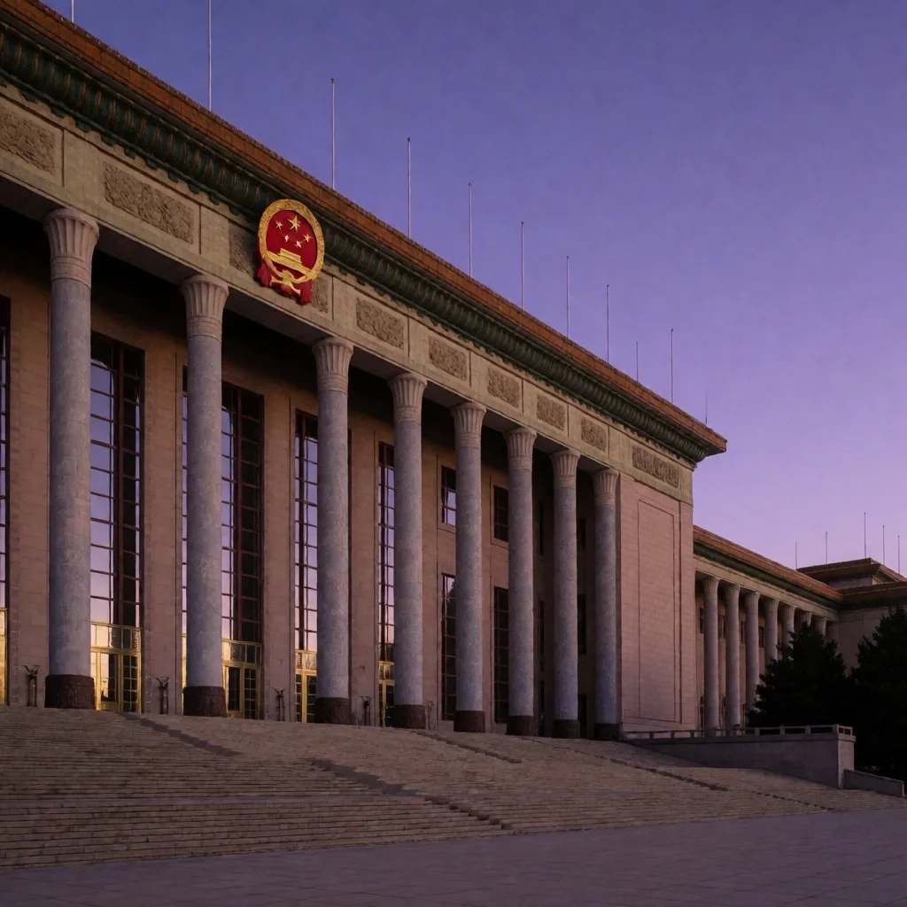 Edificio gubernamental al anochecer