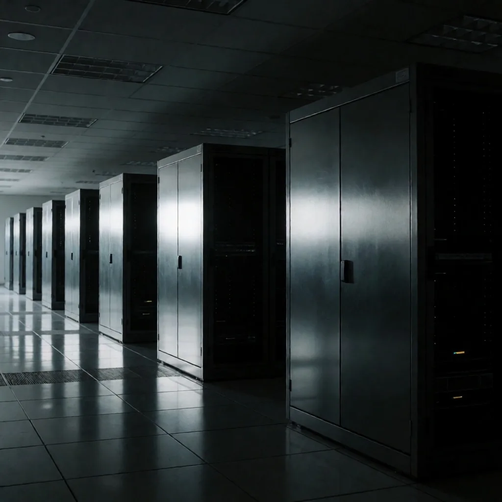 Centro de datos con filas de servidores